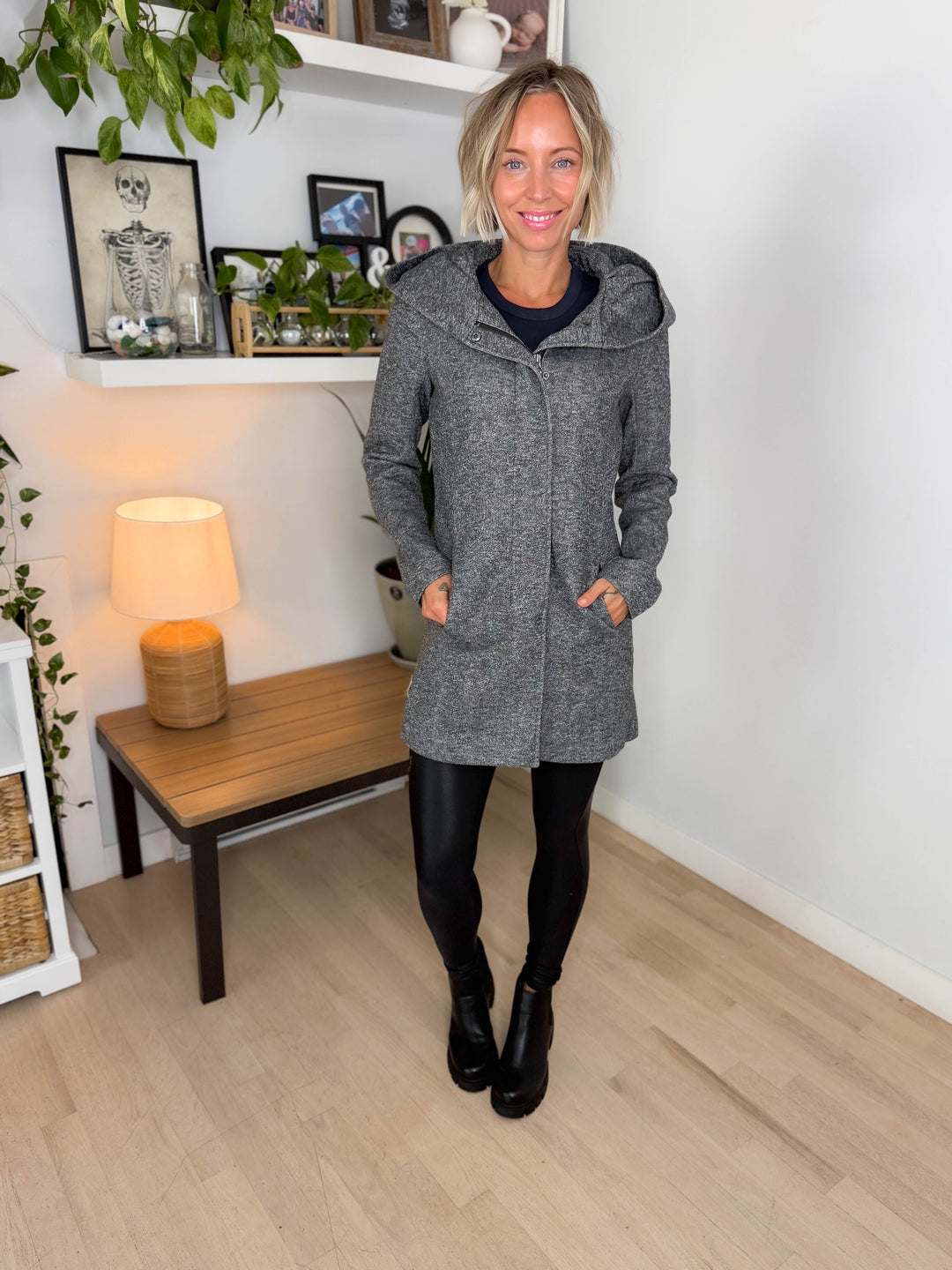 Only Alison Hooded Coat- GREY MELANGE