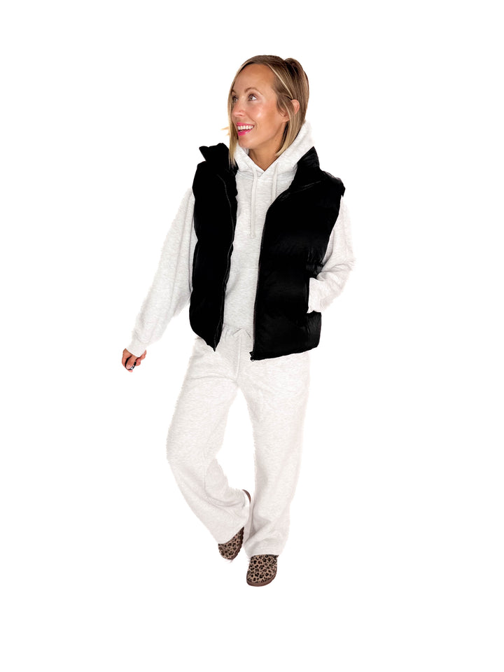 Falling For You Puffer Vest- BLACK