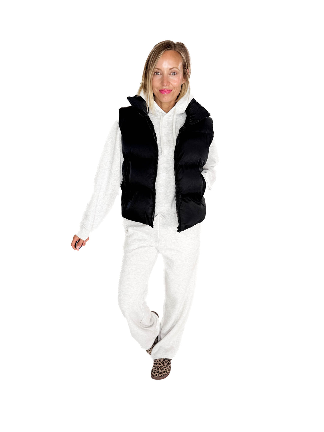 Falling For You Puffer Vest- BLACK