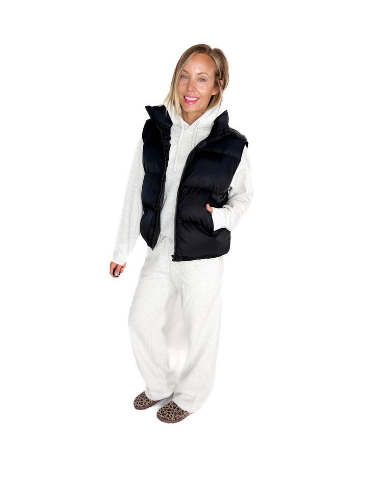 Falling For You Puffer Vest- BLACK