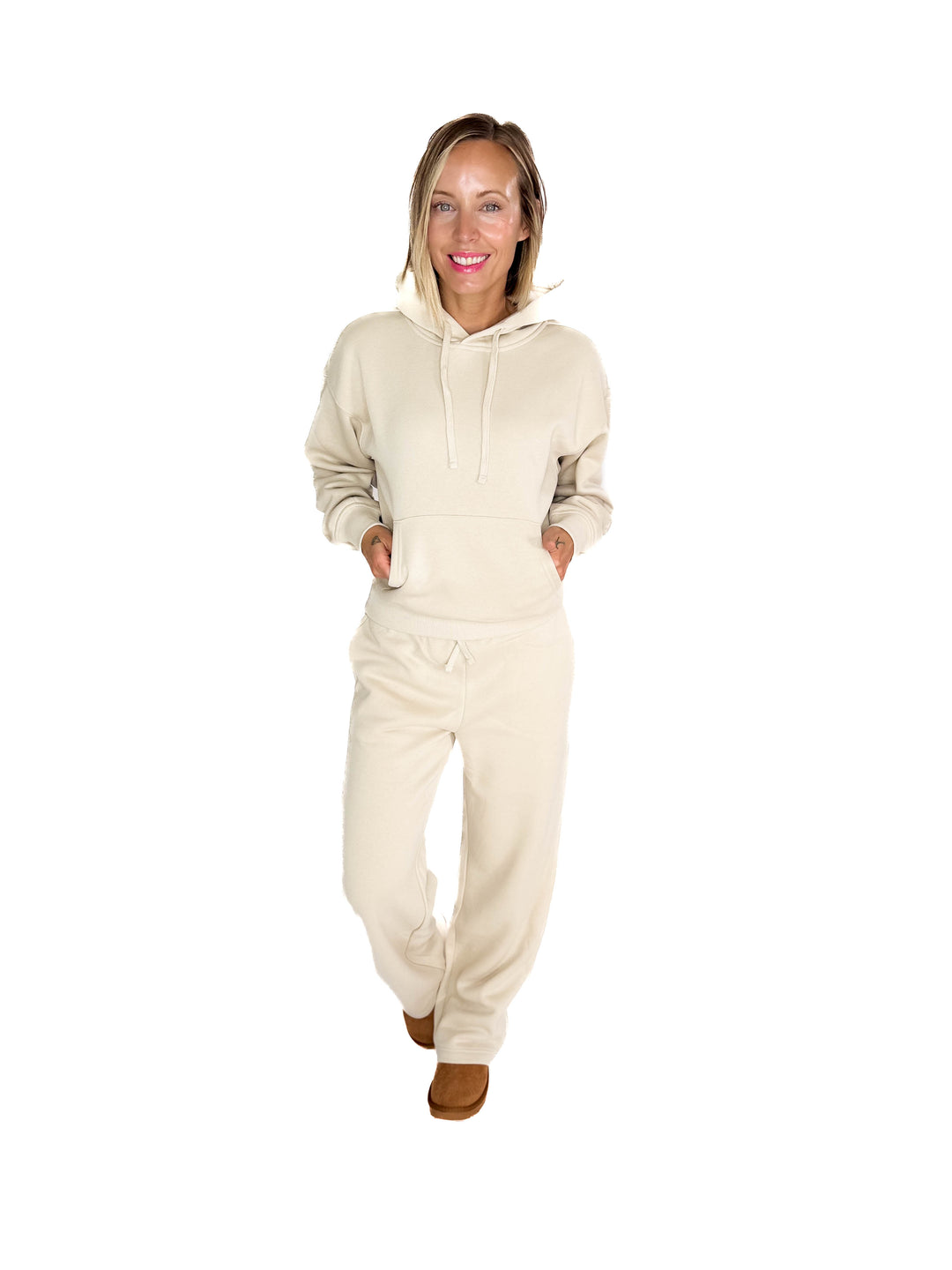 ONLY Best Life Straight Leg Sweat Pant- OATMEAL STONE