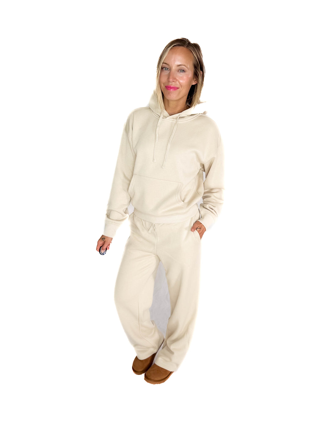 ONLY Best Life Straight Leg Sweat Pant- OATMEAL STONE