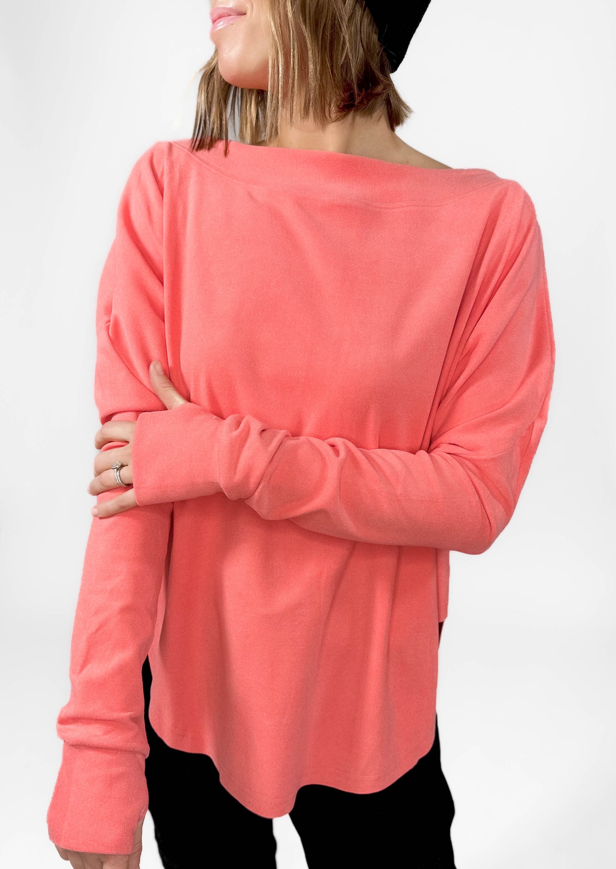 Zoey Microfleece Athleisure Long Sleeve- CORAL