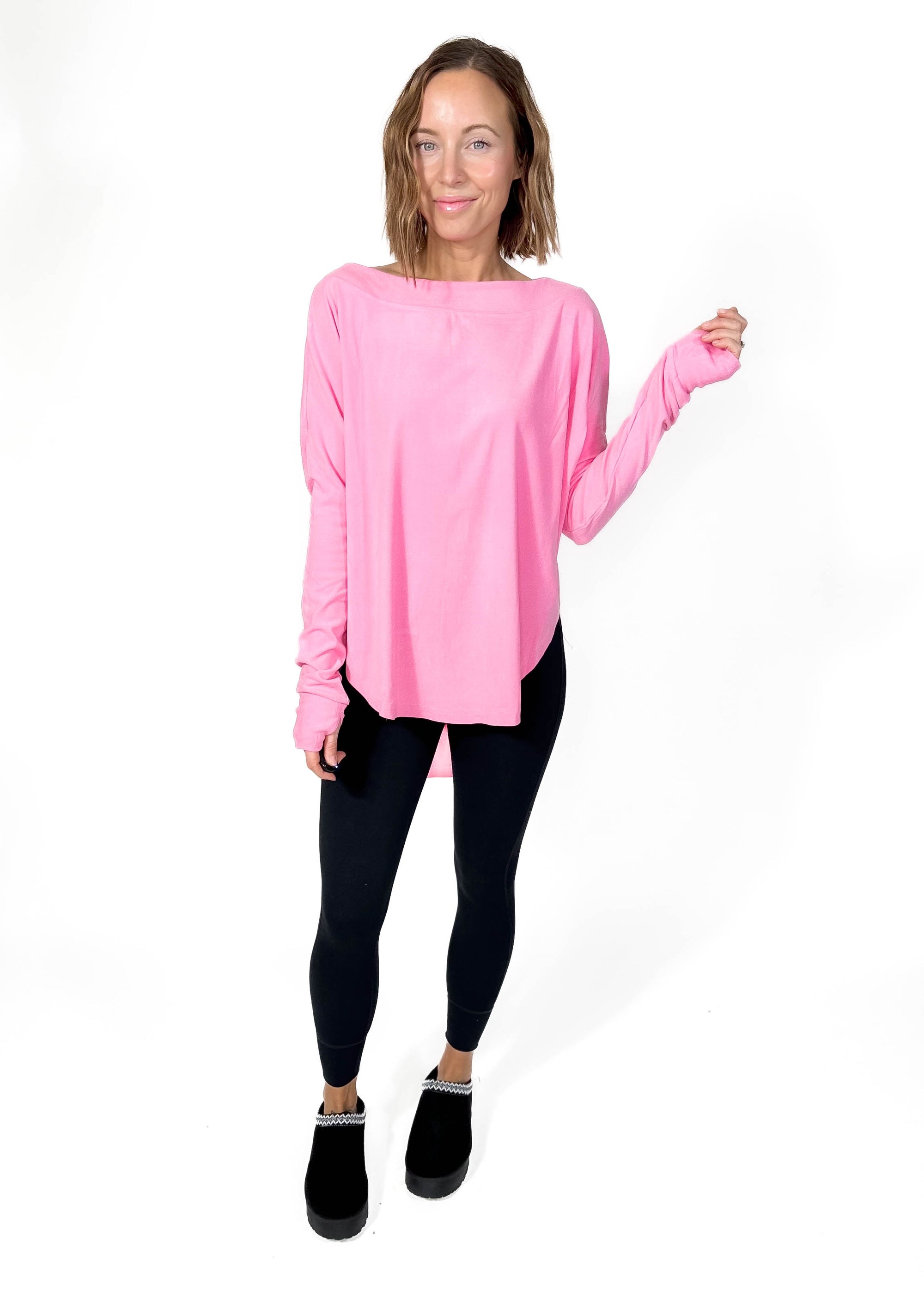 Zoey Microfleece Athleisure Long Sleeve- PINK