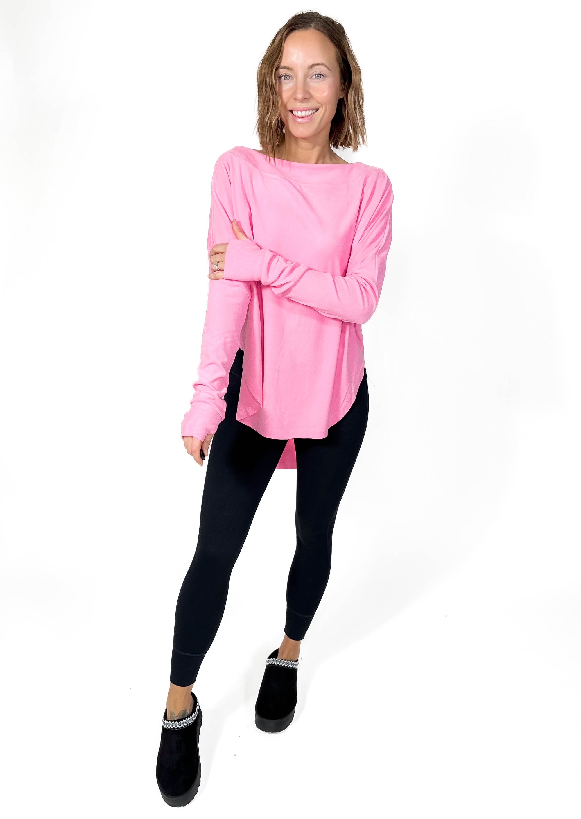 Zoey Microfleece Athleisure Long Sleeve- PINK