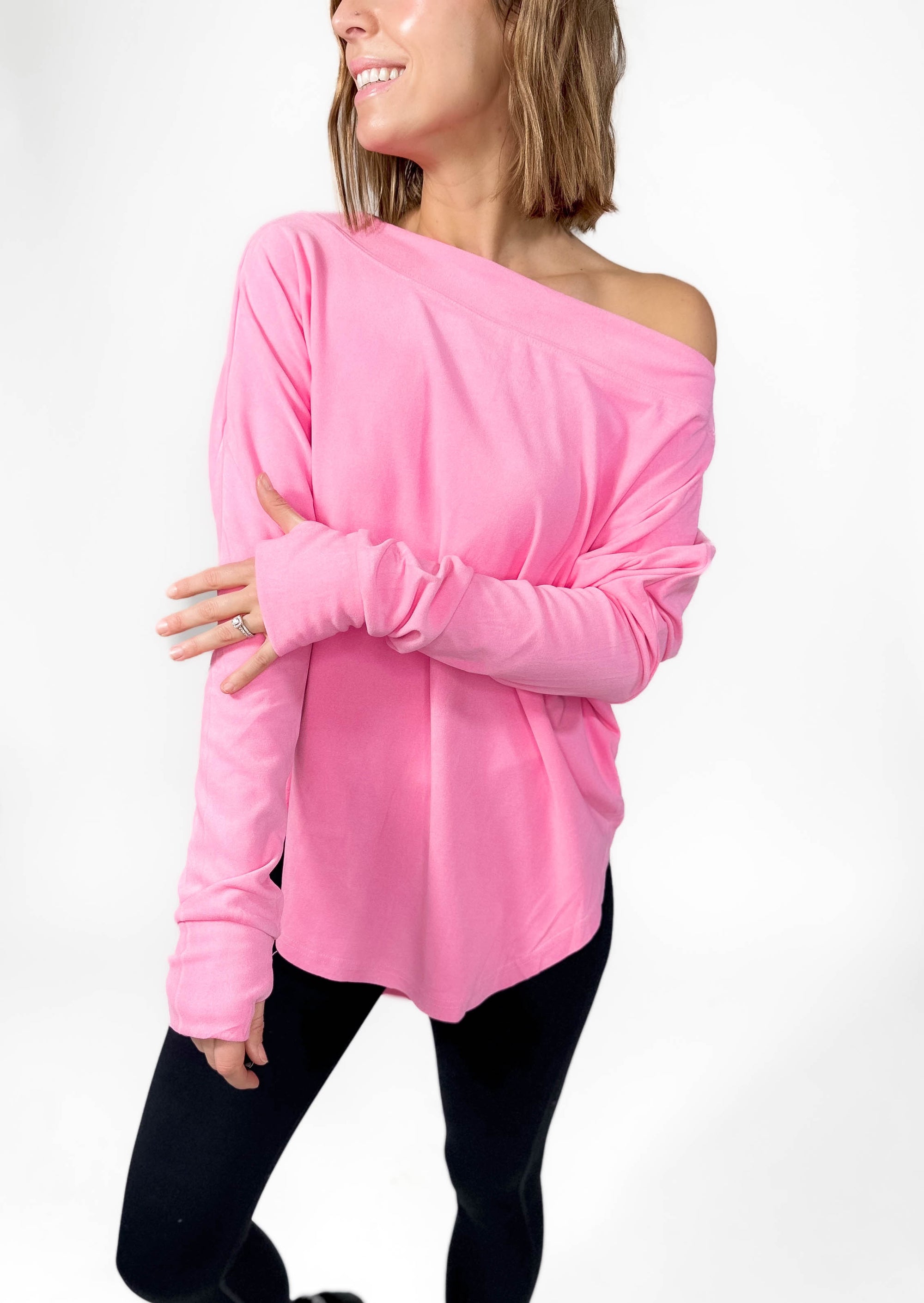 Zoey Microfleece Athleisure Long Sleeve- PINK