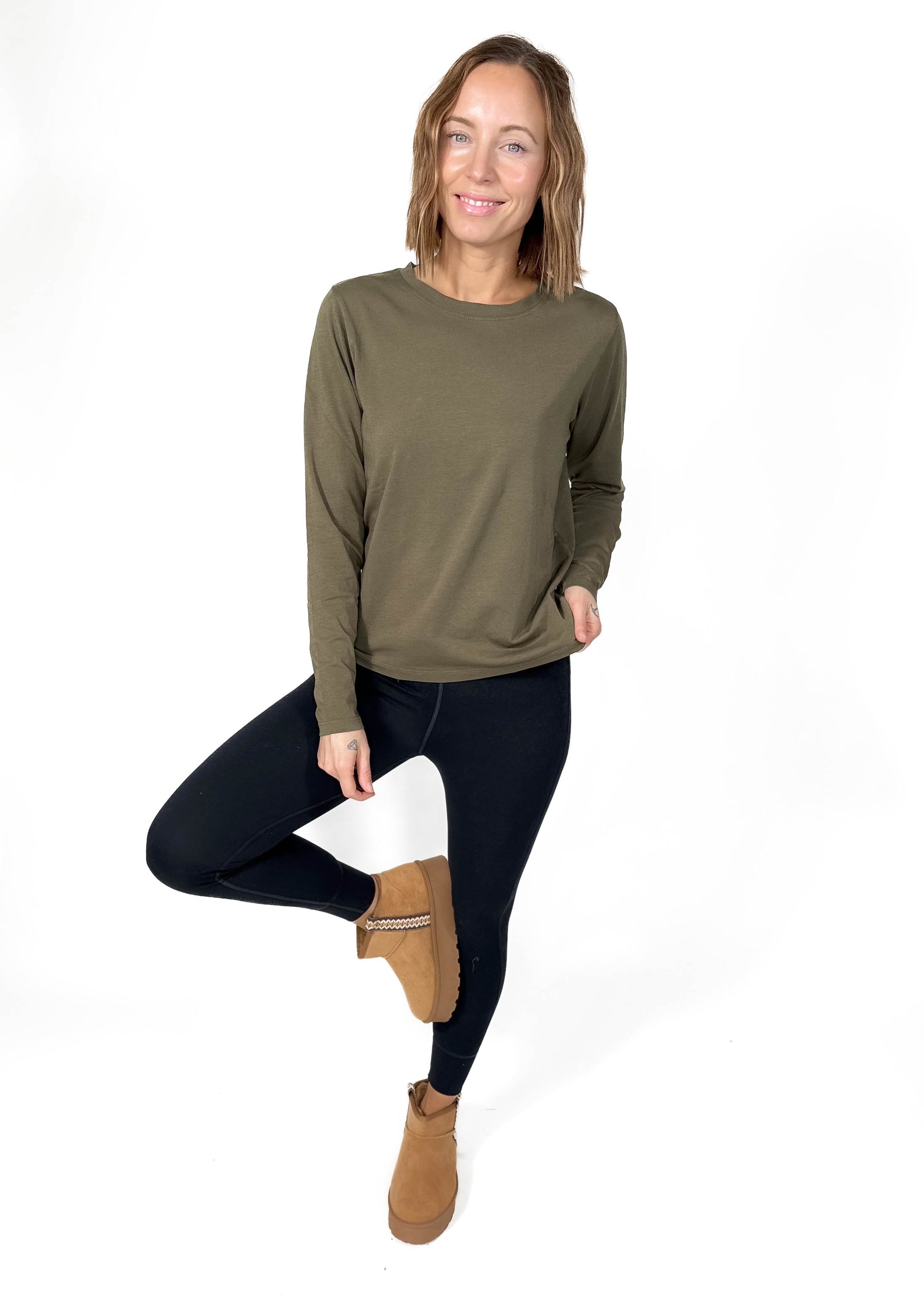 MONO B Scottie Pima Cotton Long Sleeve- IVY GREEN