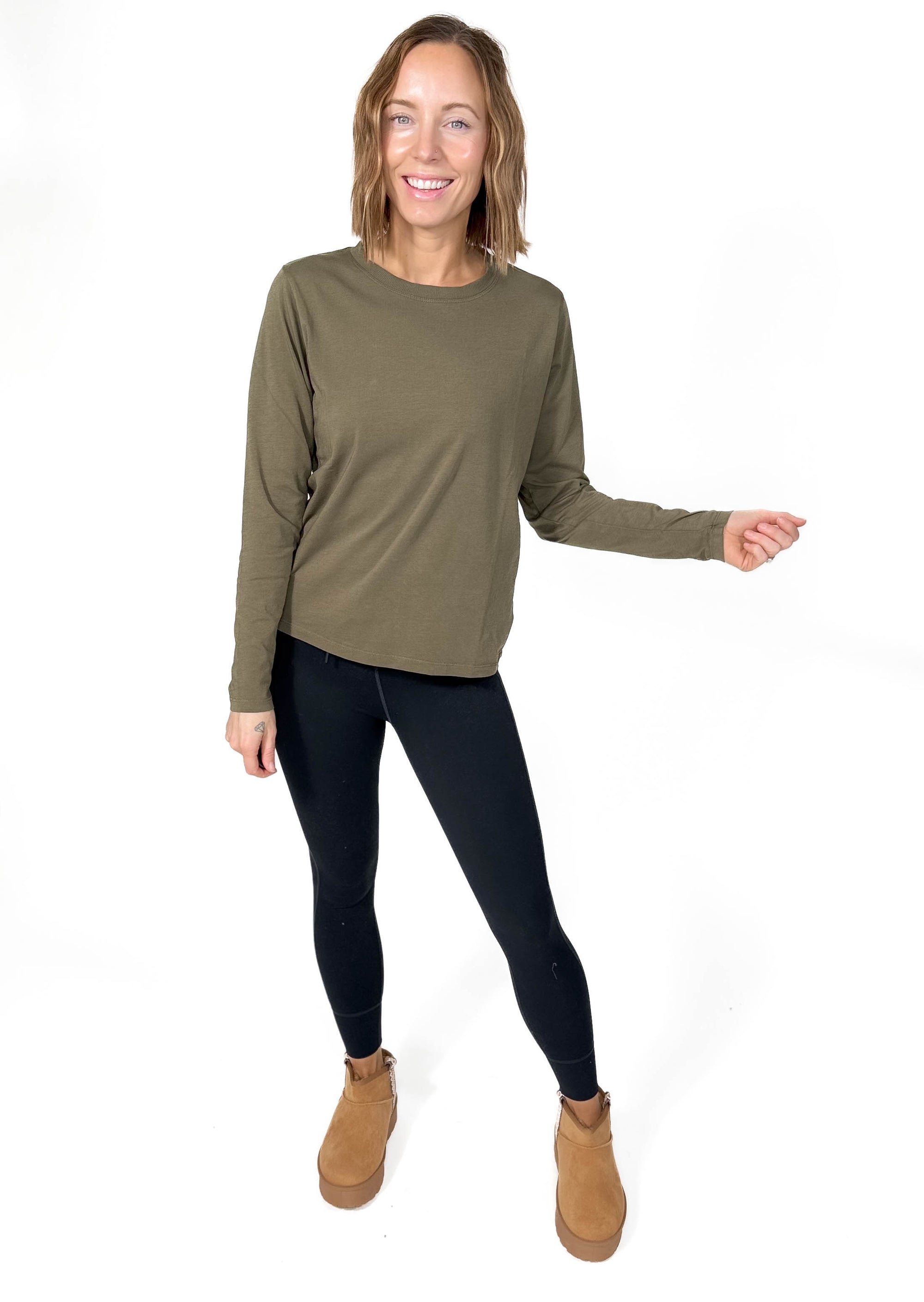 MONO B Scottie Pima Cotton Long Sleeve- IVY GREEN