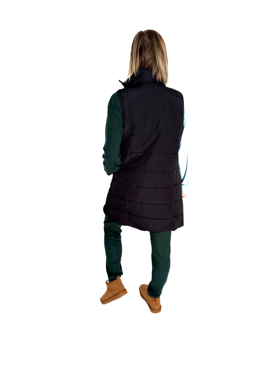 MICHELLE MAE Harlow Cling-Free Longline Vest- BLACK