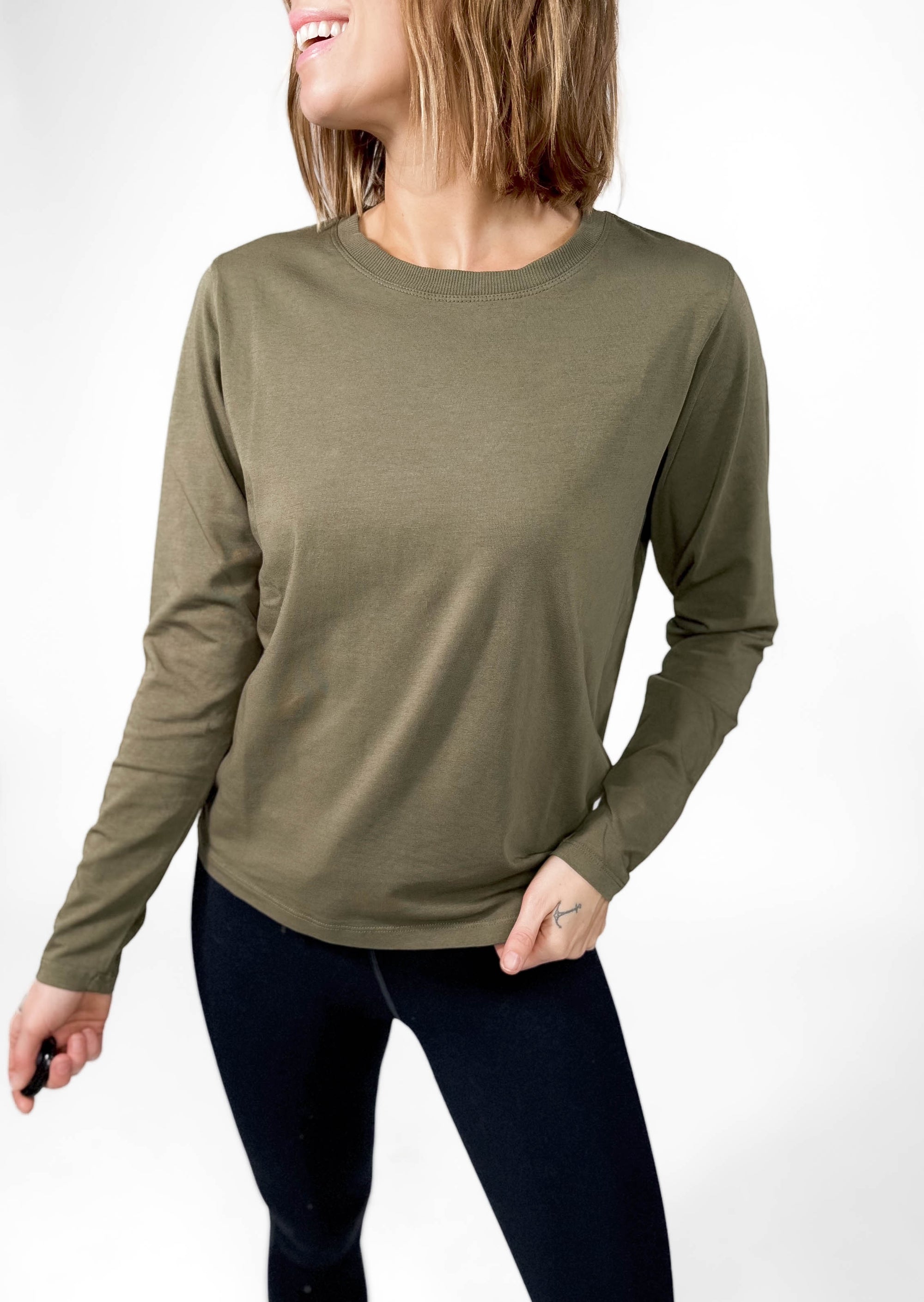 MONO B Scottie Pima Cotton Long Sleeve- IVY GREEN