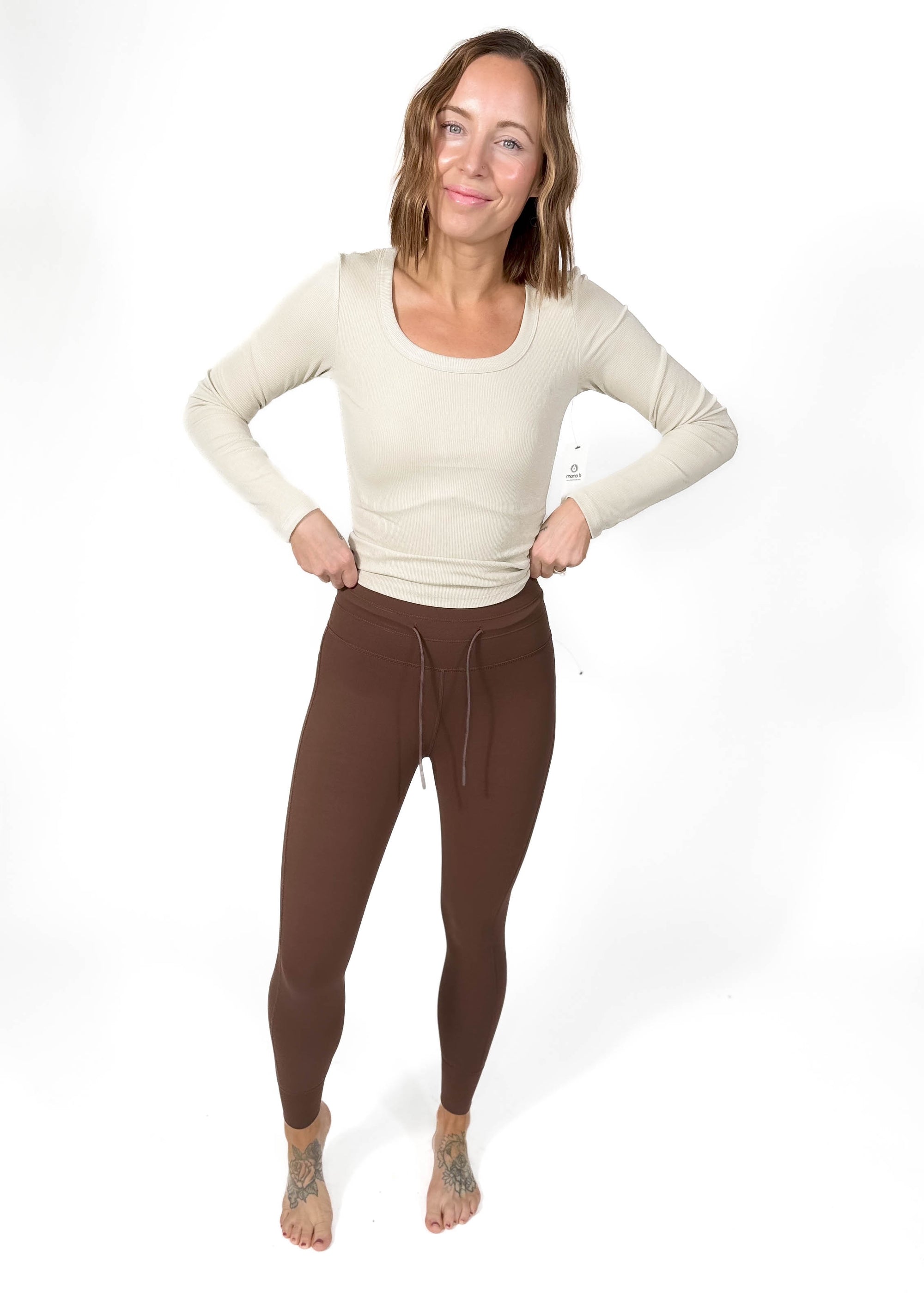 Shannon High Waist Panel Legging- ESPRESSO