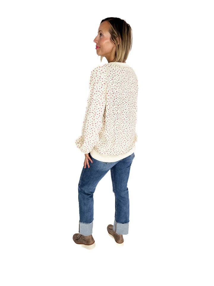 Chiara Ditsy Floral Pullover- OFF WHITE