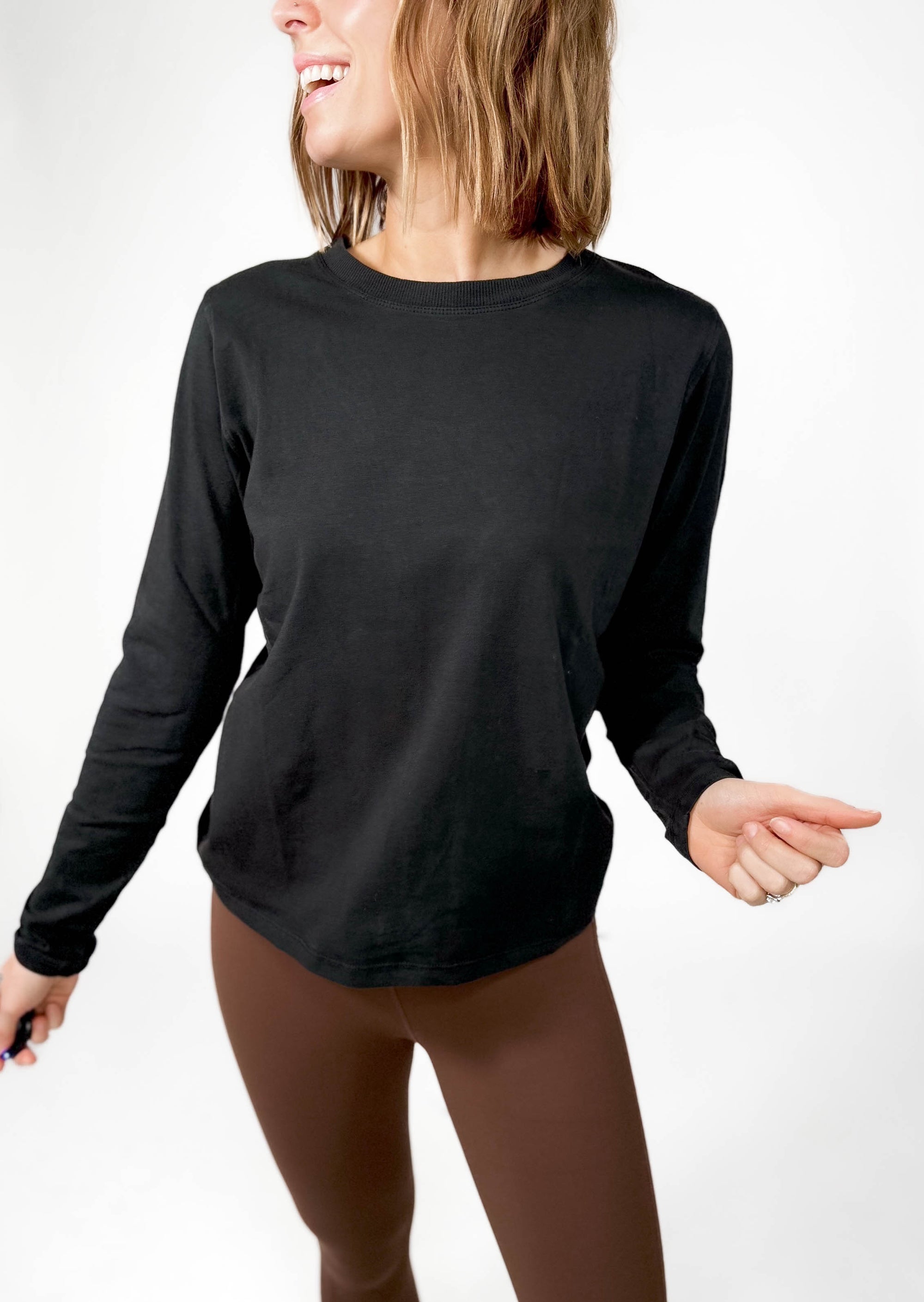 MONO B Scottie Pima Cotton Long Sleeve- BLACK