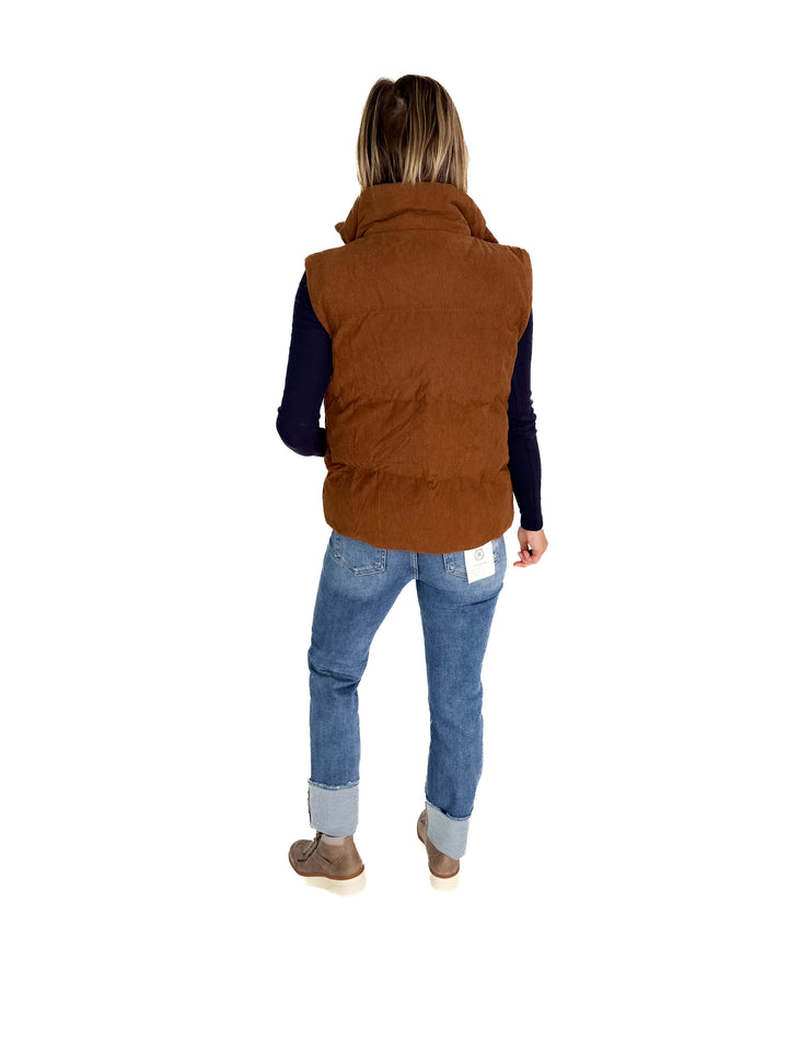 Apex Corded Puffer Vest- CAMEL
