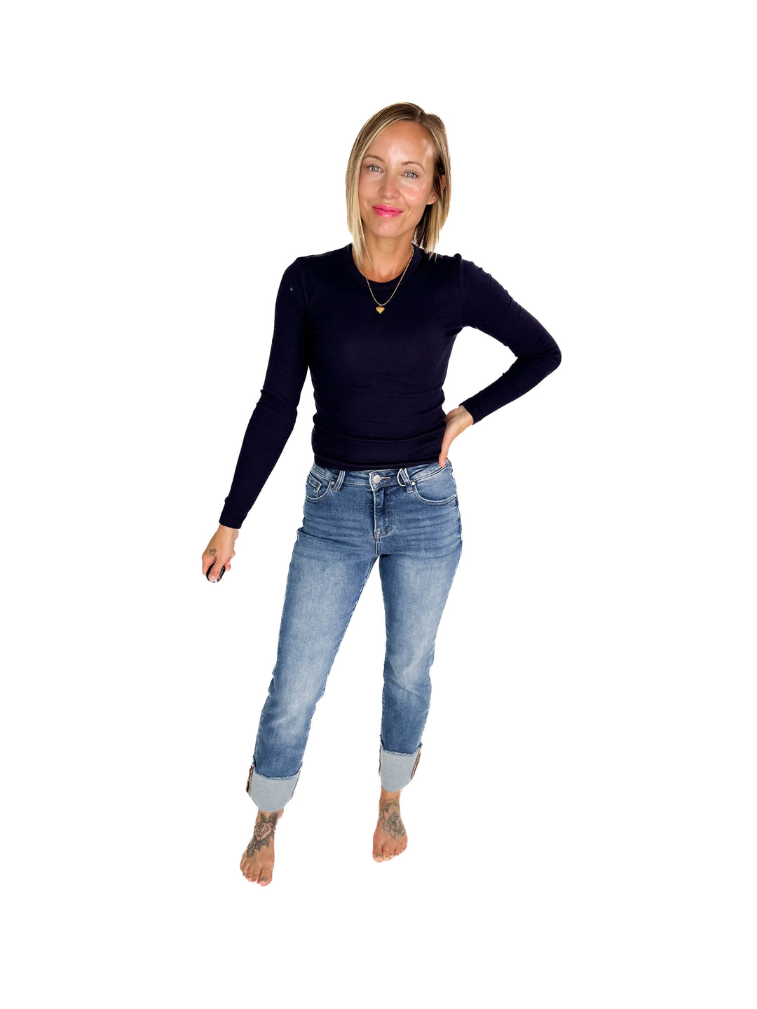 ONLY Easy Ribbed Long Sleeve- NIGHT SKY