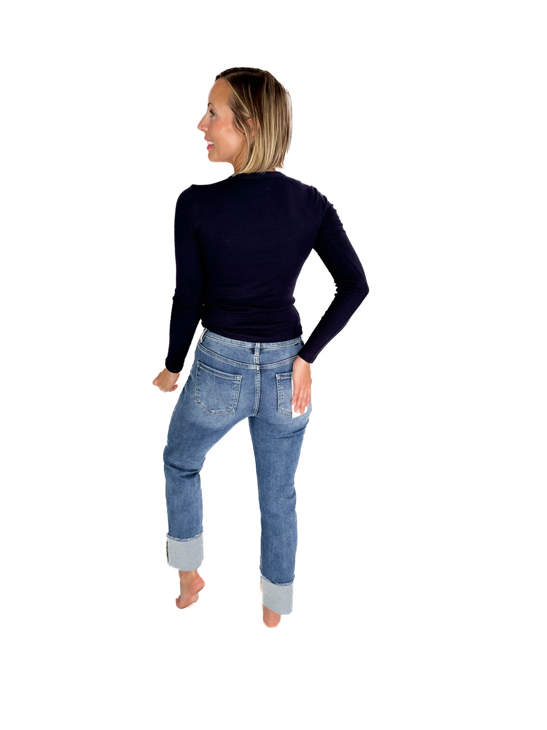RISEN Twilight High Rise Straight Cuffed Jean- DARK