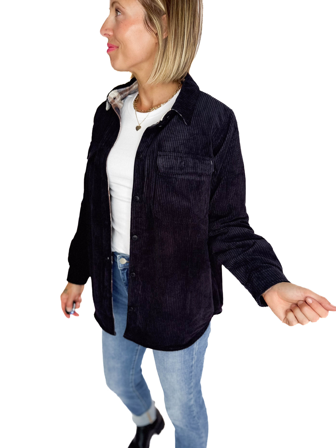 Pumpkin Patch Reversible Shacket- BLACK