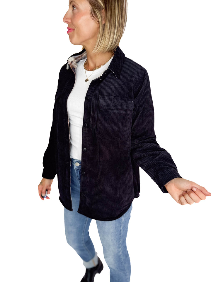 Pumpkin Patch Reversible Shacket- BLACK