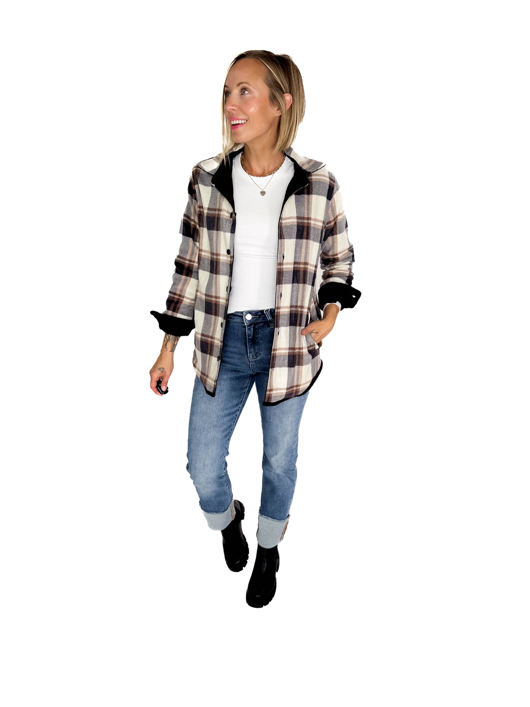 Pumpkin Patch Reversible Shacket- BLACK