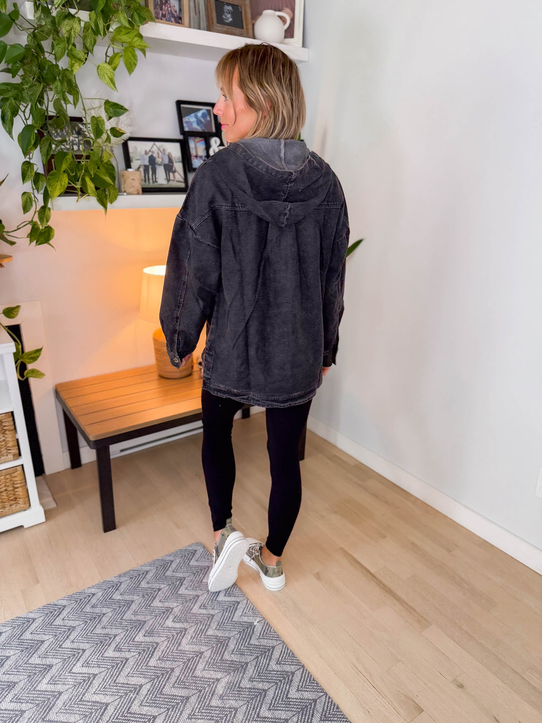 Lucy Denim Hoodie Jacket- BLACK