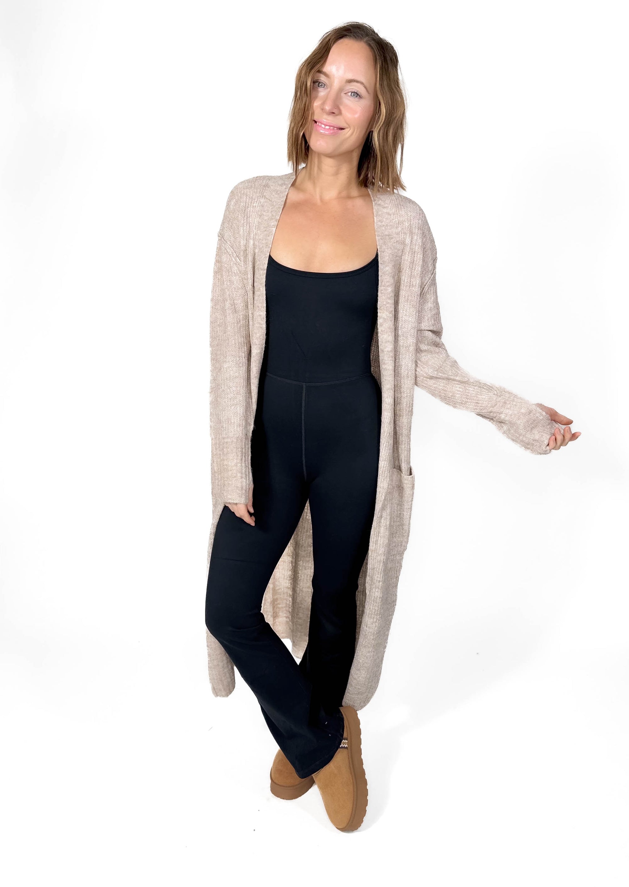 Swiss Alps Thumbhole Cardigan- OATMEAL