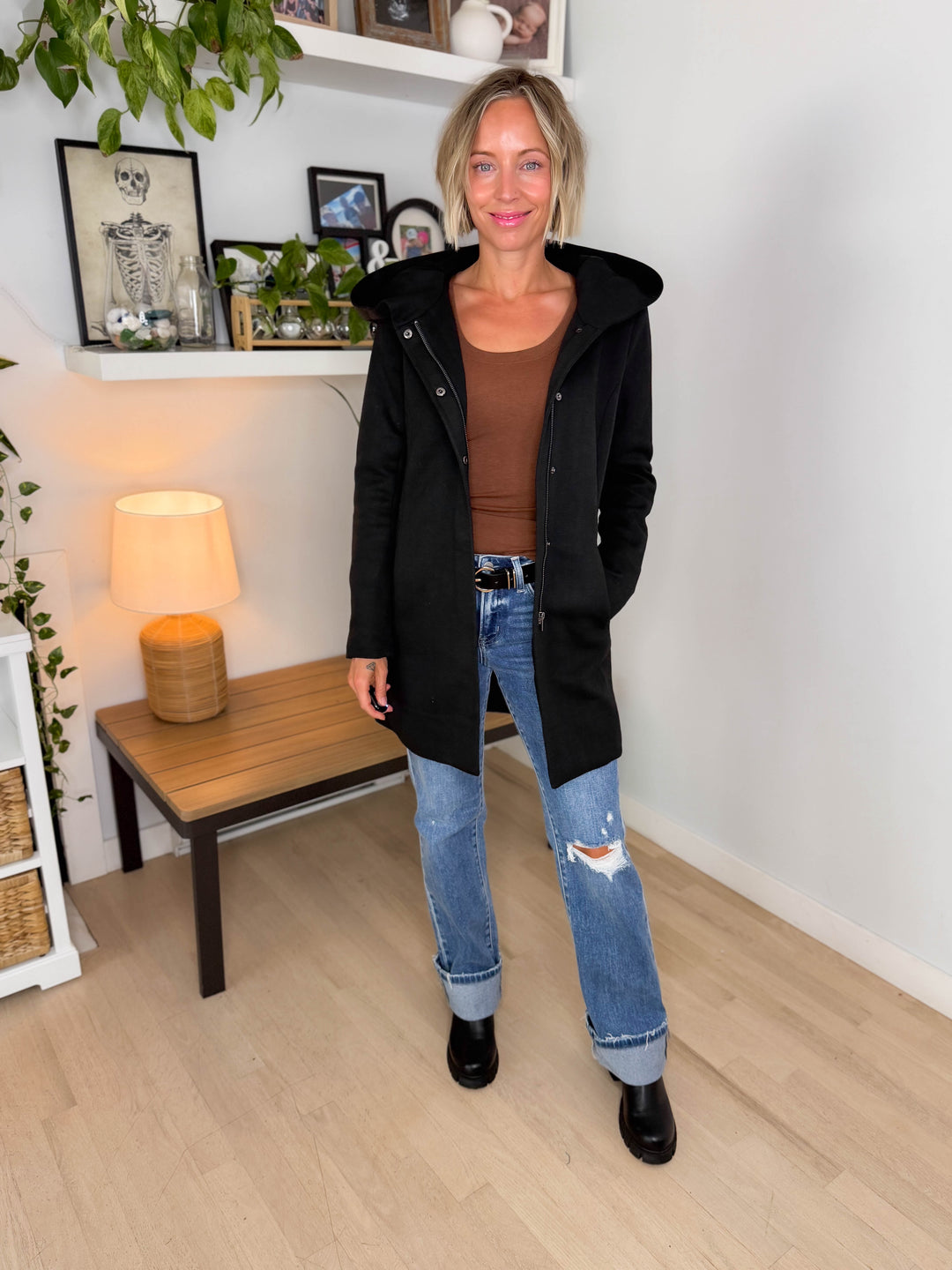 Only Alison Hooded Coat- BLACK