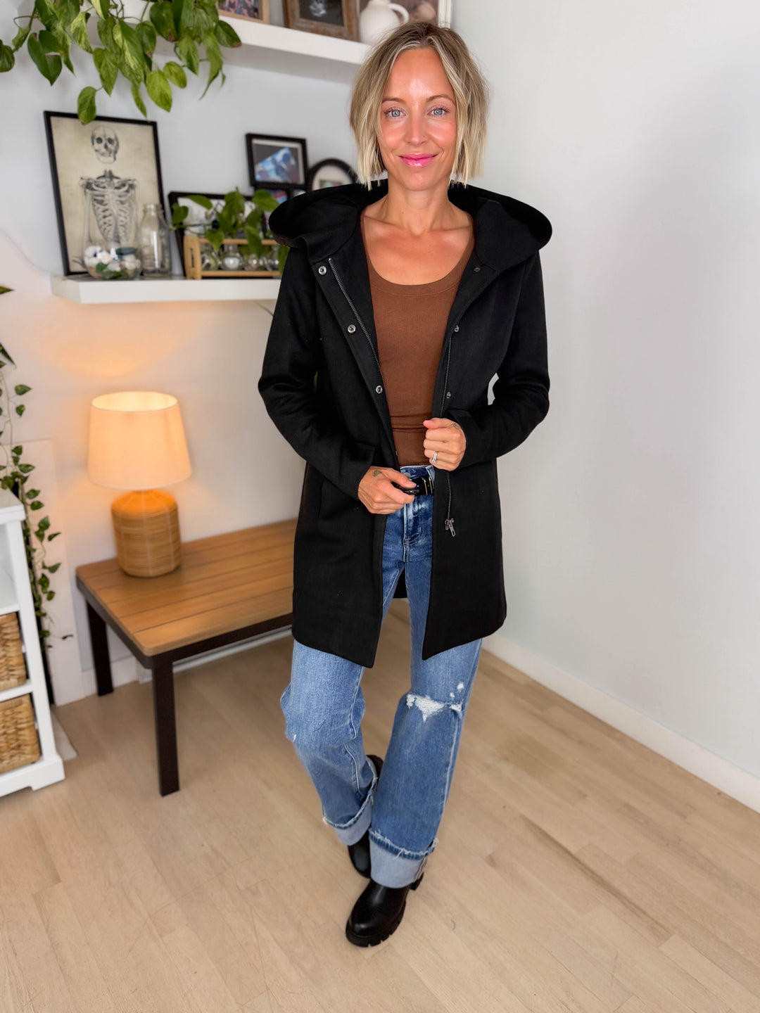 Only Alison Hooded Coat- BLACK