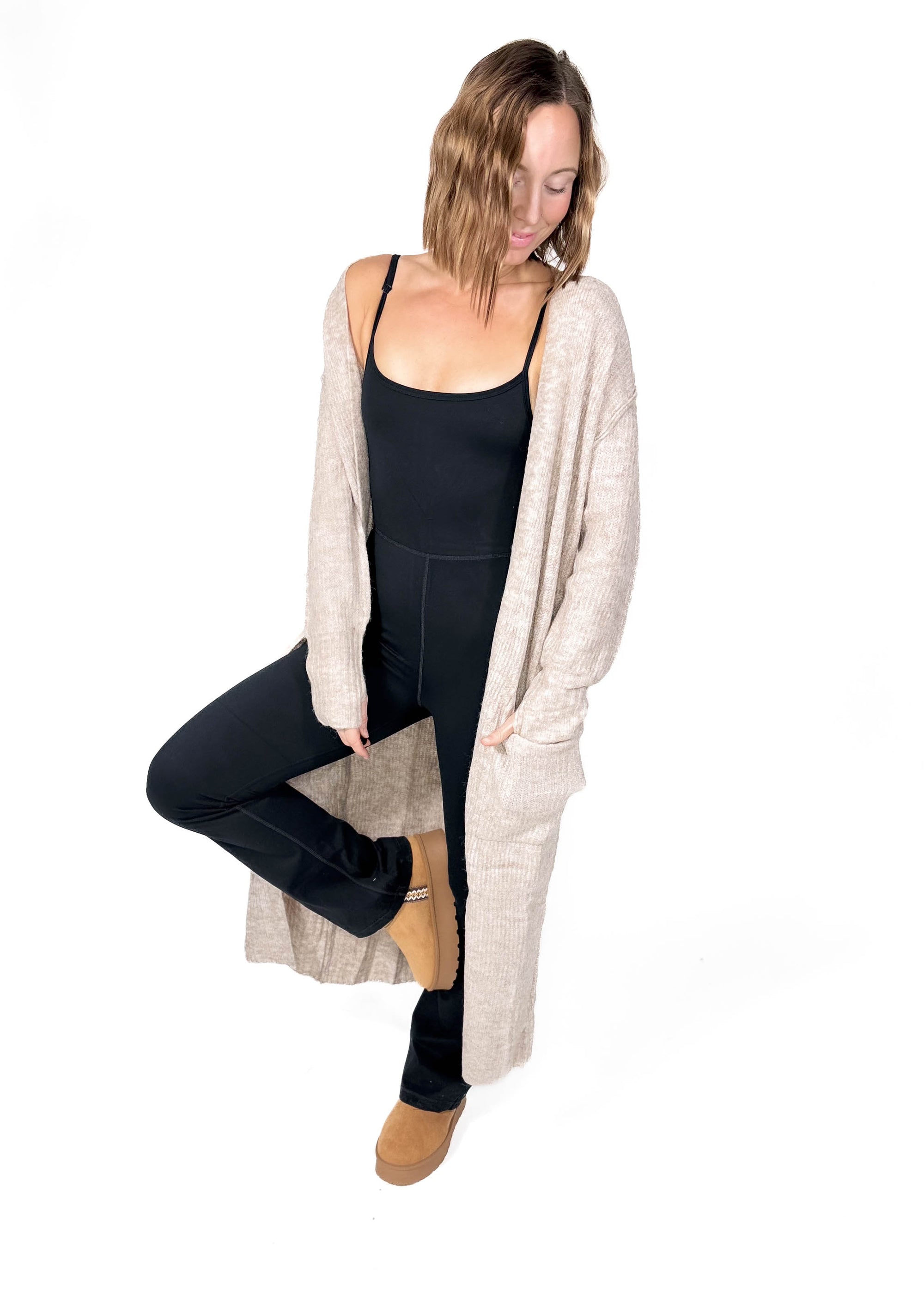 Swiss Alps Thumbhole Cardigan- OATMEAL