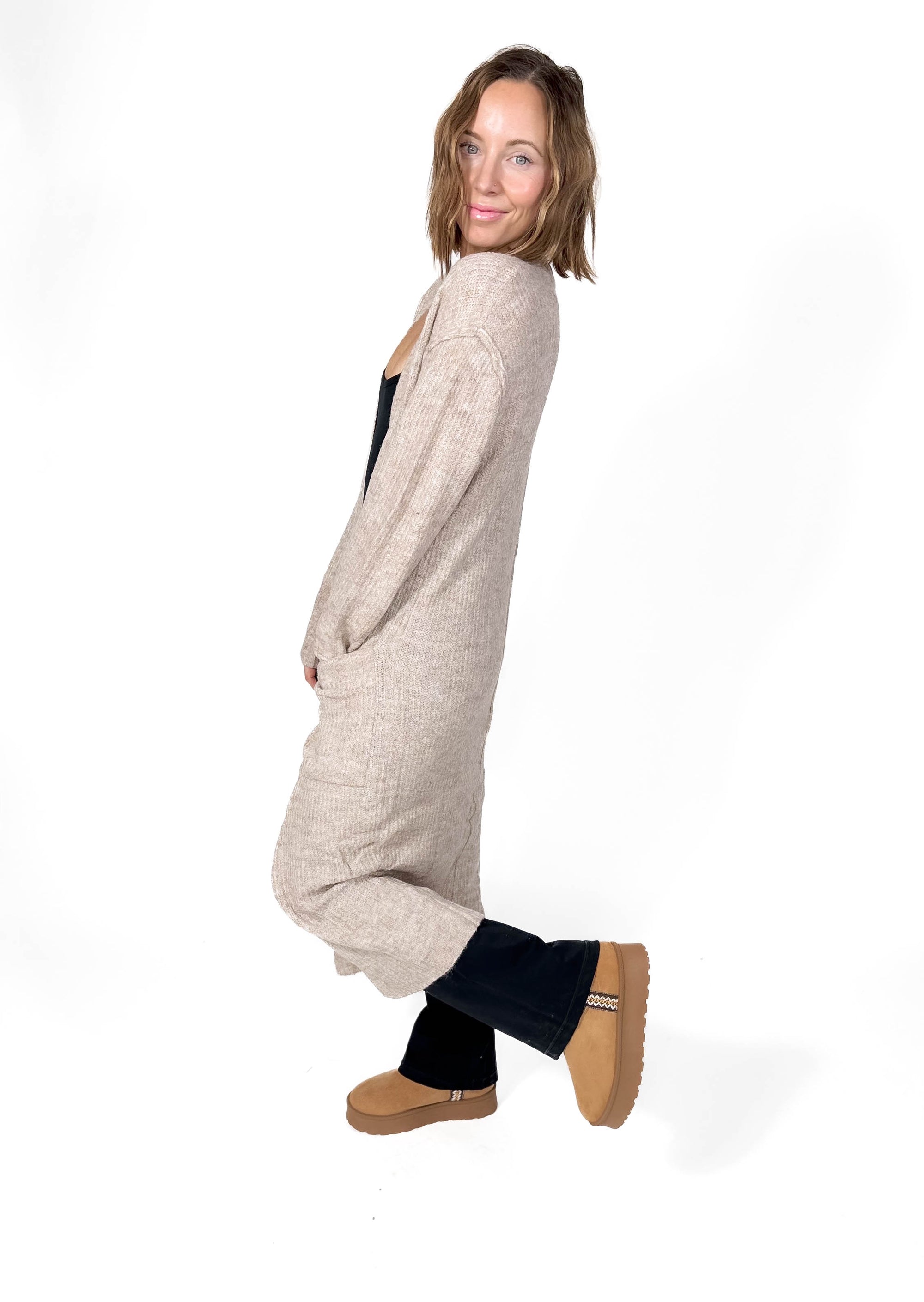 Swiss Alps Thumbhole Cardigan- OATMEAL