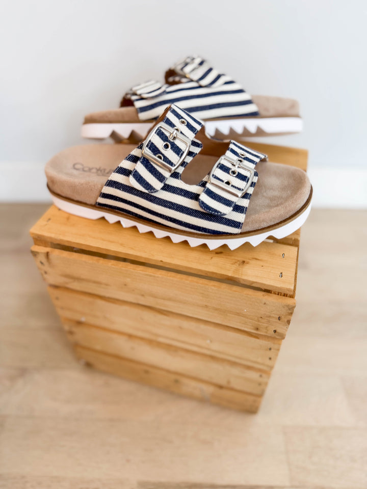 Dash Sandal- NAVY NATURAL STRIPE-FINAL SALE *8*