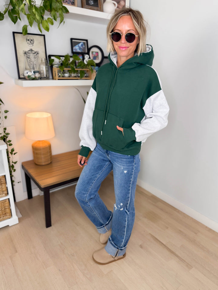 Toffy Two Tone Hoodie- GREEN/GREY