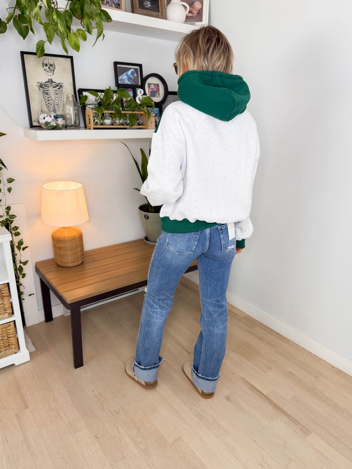 Toffy Two Tone Hoodie- GREEN/GREY