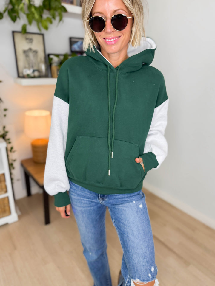 Toffy Two Tone Hoodie- GREEN/GREY