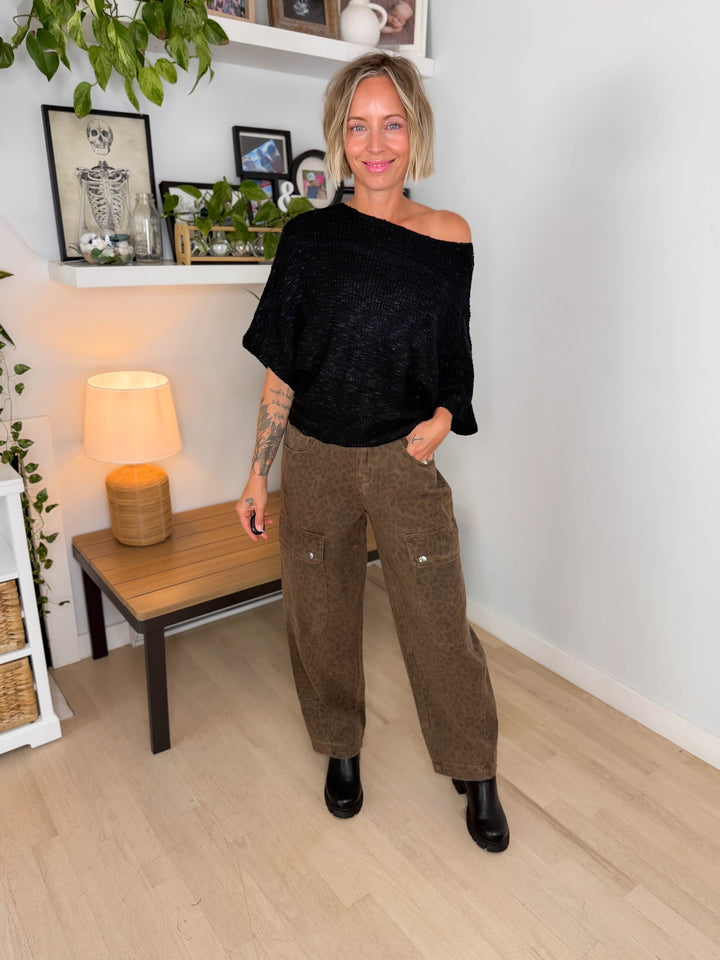 Brisol Dolman Knit Sweater- BLACK