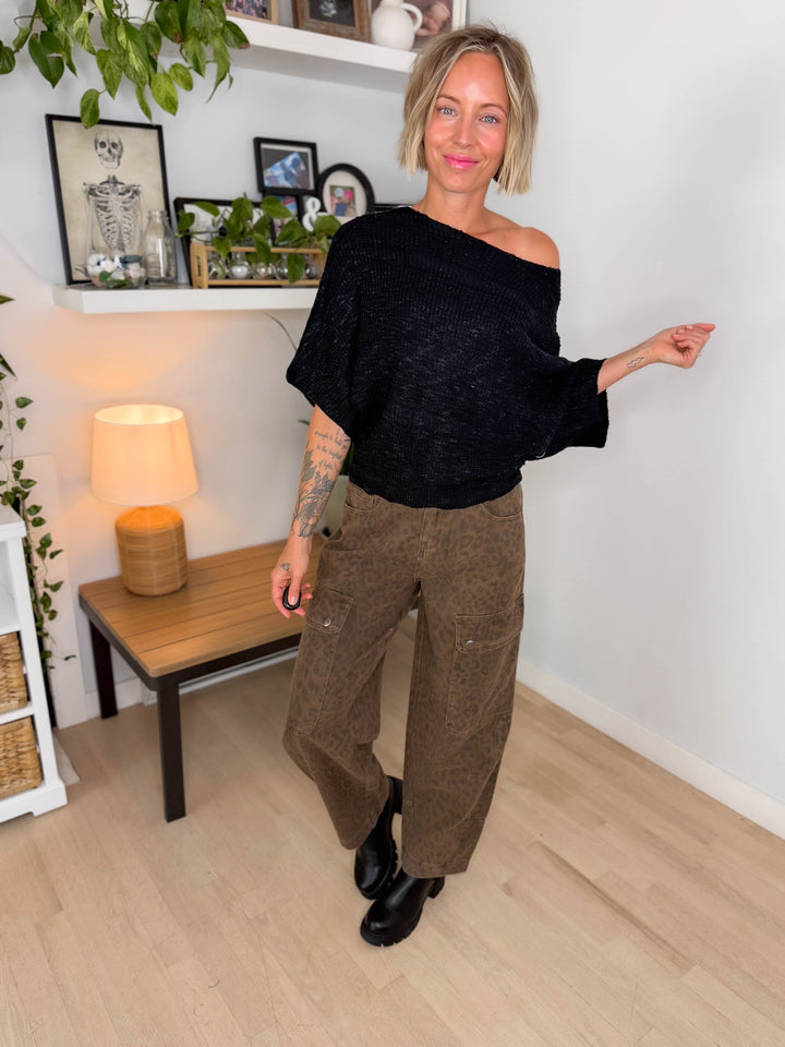 Brisol Dolman Knit Sweater- BLACK
