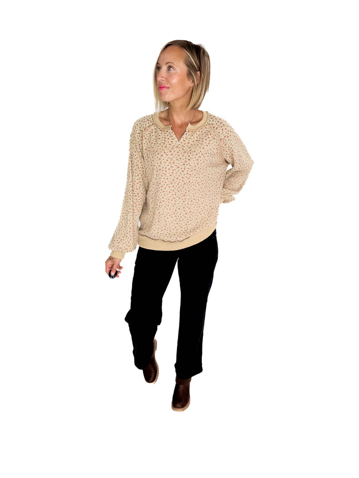 Chiara Ditsy Floral Pullover- DESERT DUST