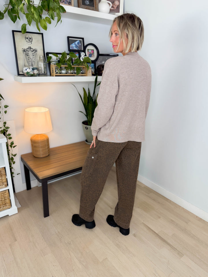 Markus Soft Knit Button Cardigan- HEATHER MOCHA
