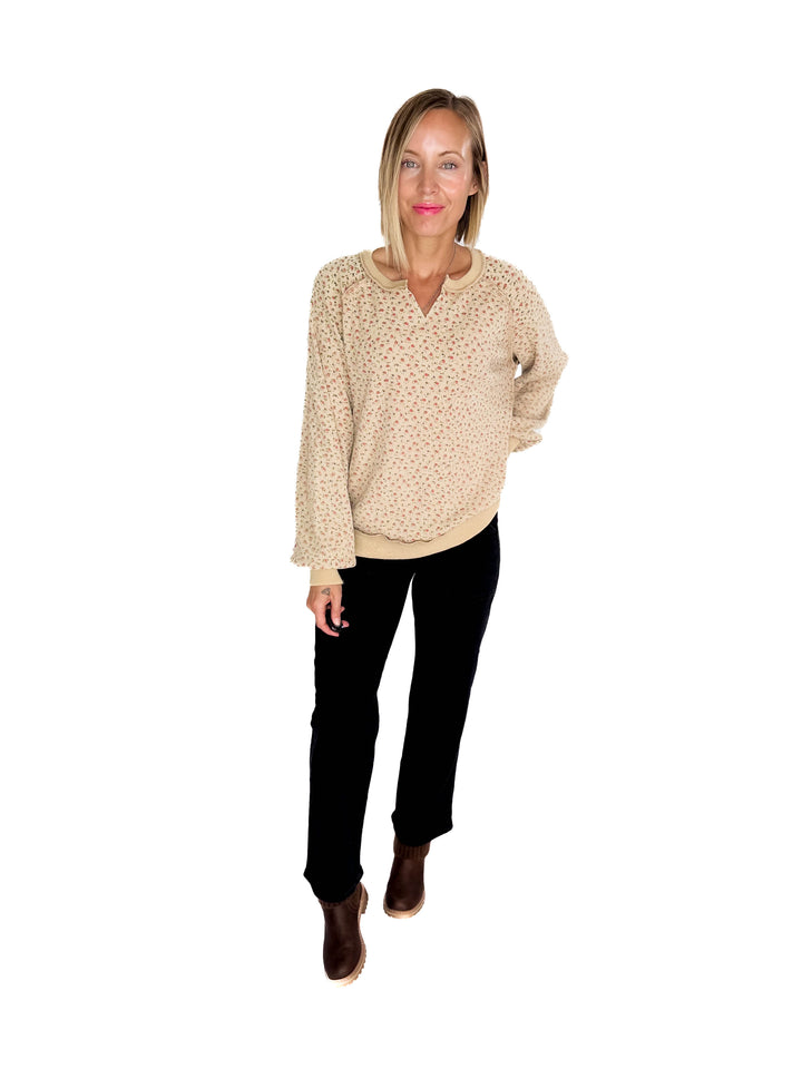 Chiara Ditsy Floral Pullover- DESERT DUST