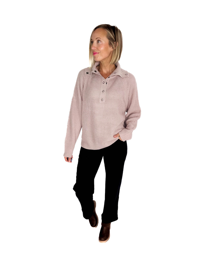 Cider Season Waffle Sweater- MAUVE BLUSH