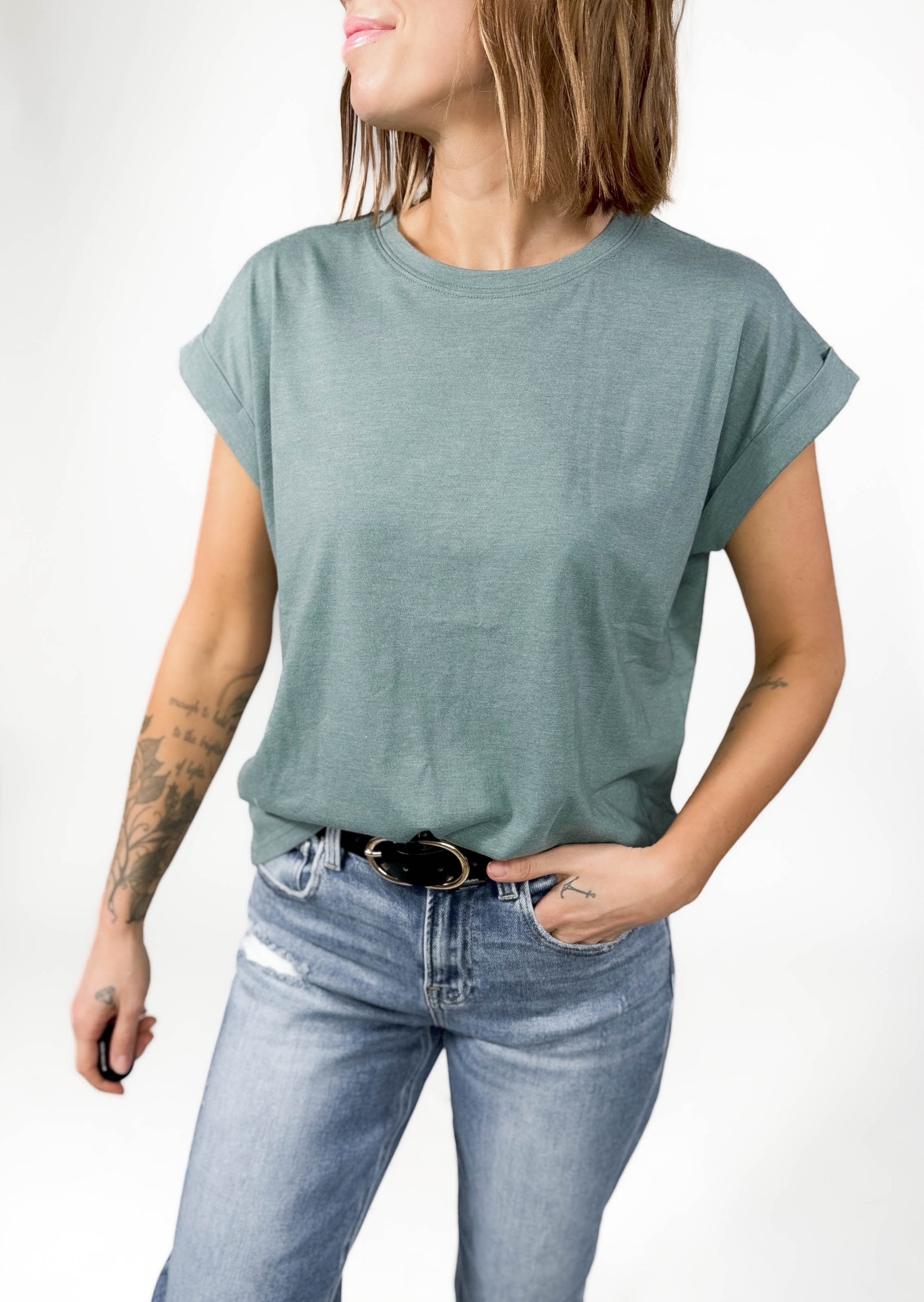 Frisco Folded Short Sleeve- ASH JADE