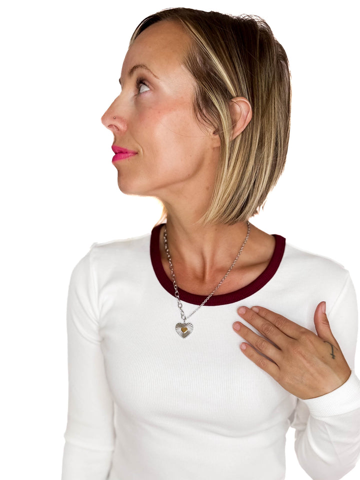 Heart Of Glass Tarnish Free Necklace- SILVER