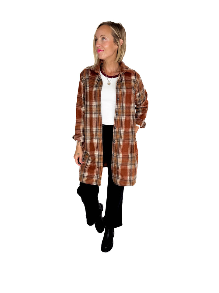 Renfrew Plaid Shacket- RUST