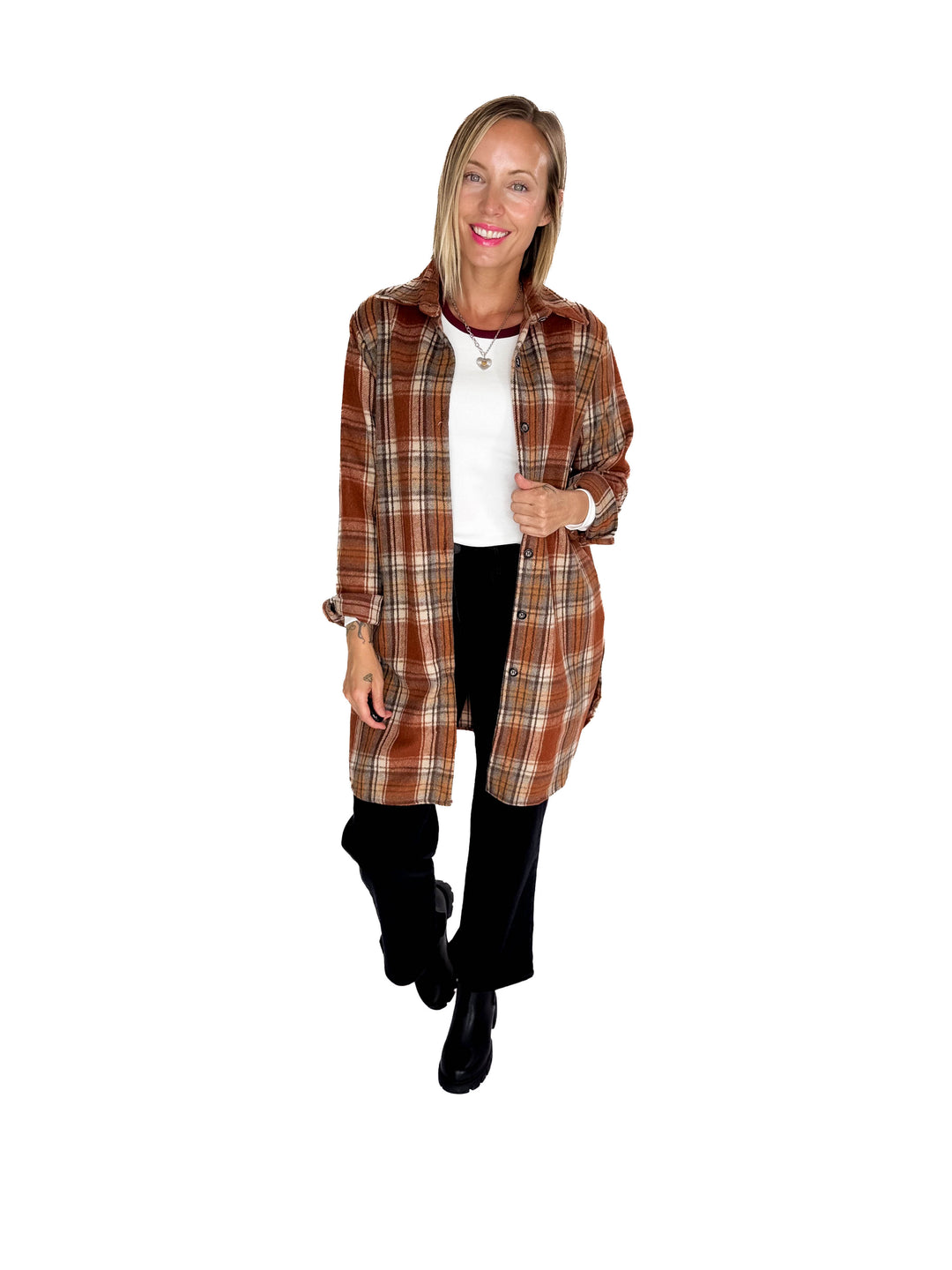 Renfrew Plaid Shacket- RUST