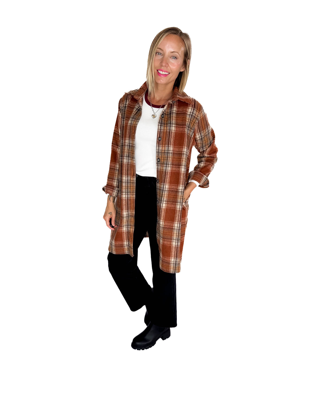 Renfrew Plaid Shacket- RUST