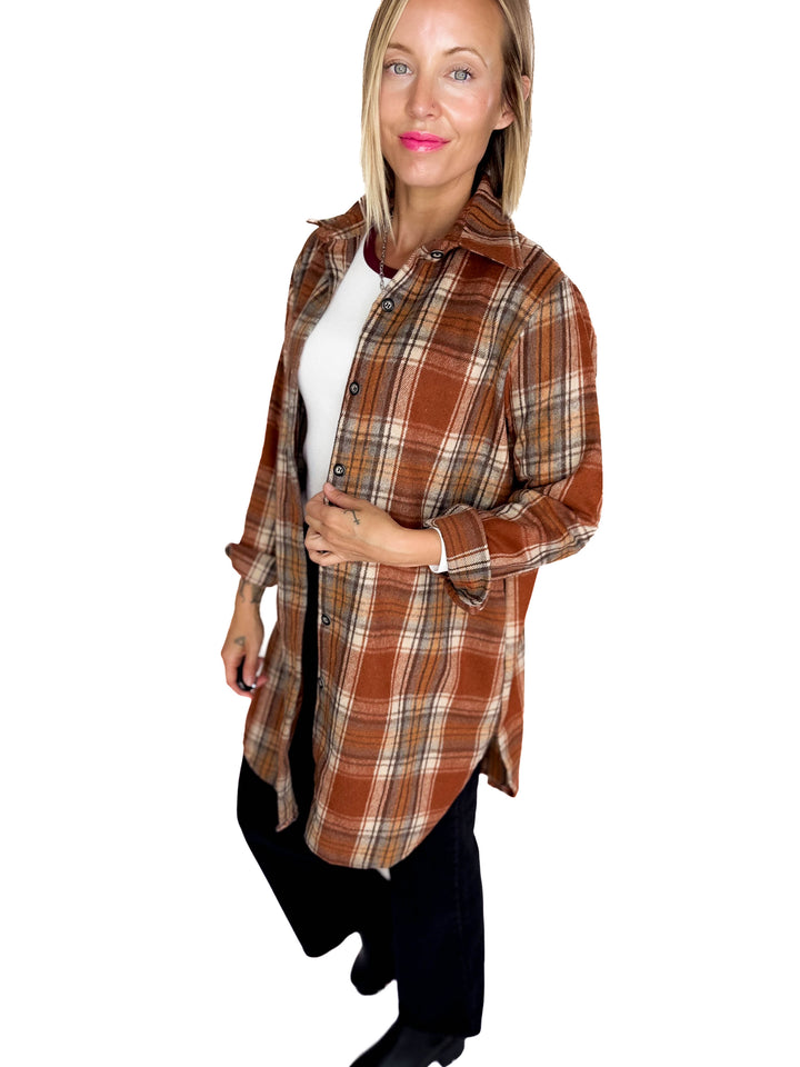 Renfrew Plaid Shacket- RUST