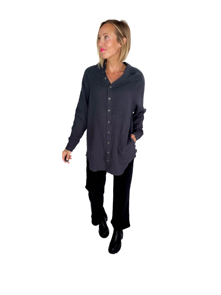 Harvest Haze Cotton Tunic- SMOKEY BLACK