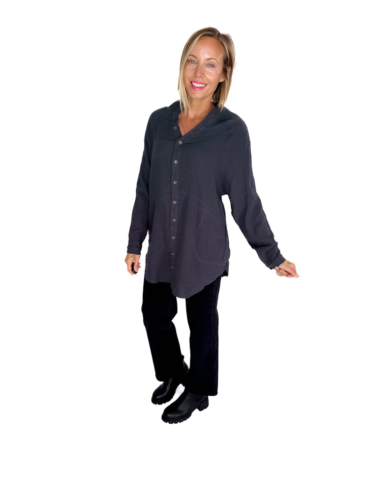 Harvest Haze Cotton Tunic- SMOKEY BLACK