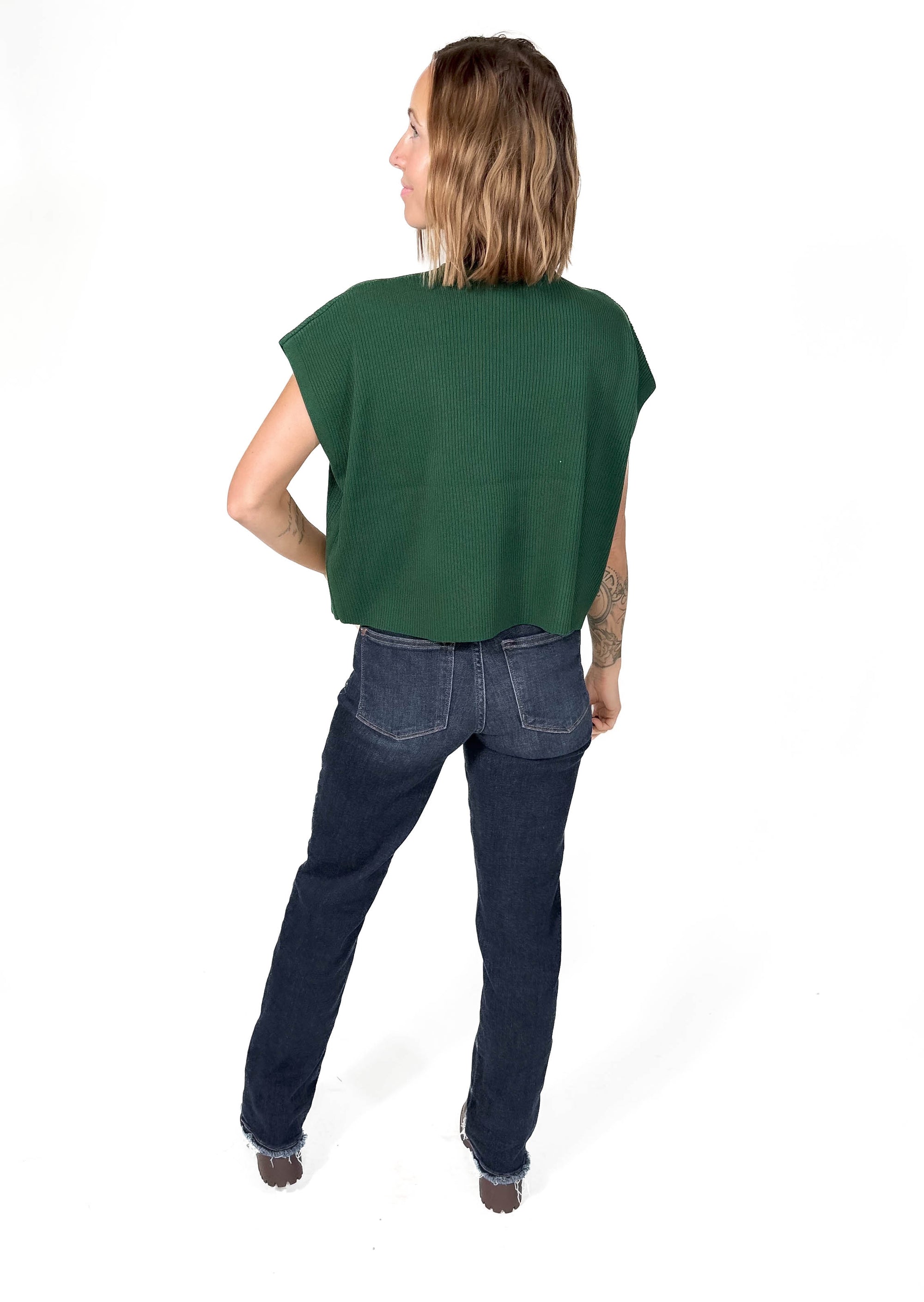 Francine Mock Neck Sweater- DARK GREEN