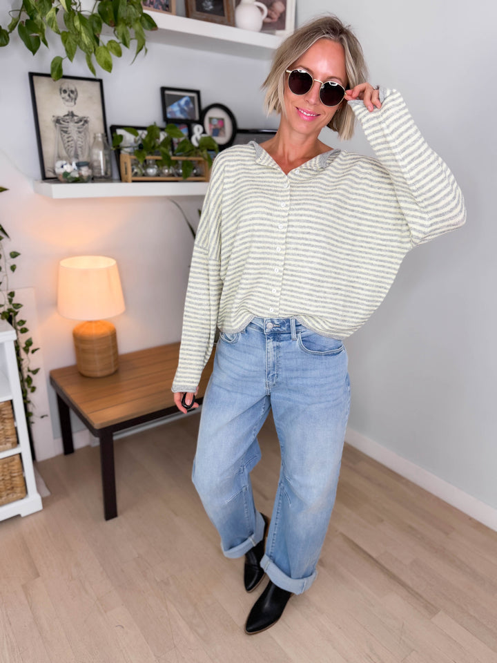 Acorn Raw Edge Button Down Cardigan- BUTTER YELLOW