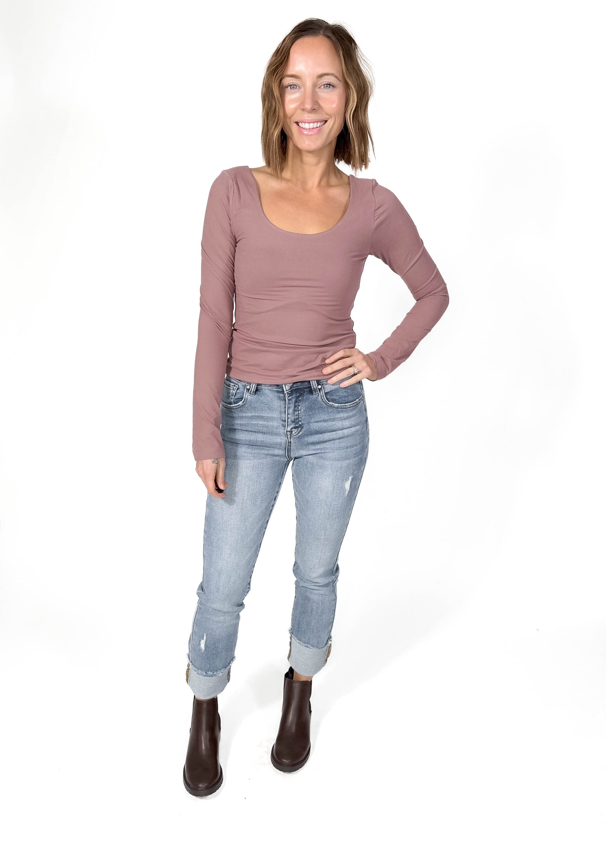 Only The Best Round Neck Butter Long Sleeve- CLAY ROSE